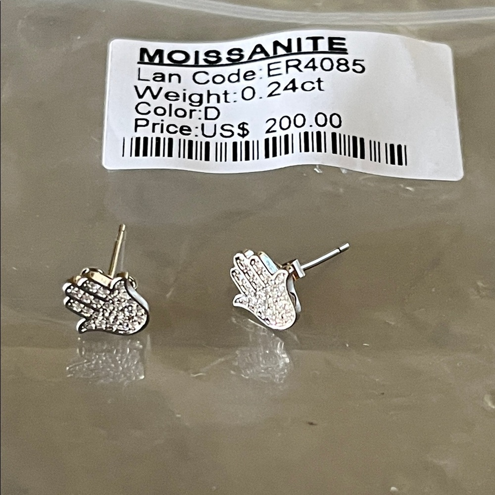 Moissanite 0.24 ct Hand Stud Earrings NWT